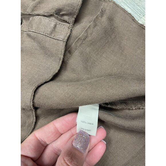 J Jill Linen Button Down Short Sleeve Shirt Small Brown Casual Collared - Picture 5 of 7